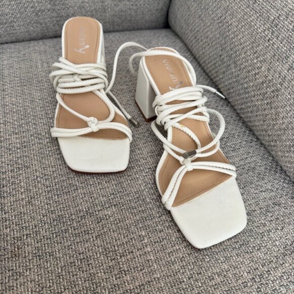 White Lace Up Heels - Picture 6 of 9